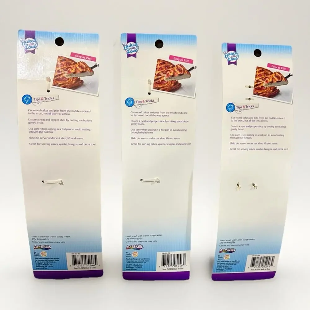 Baked With Love Cake Pie Server 10” Serrated Edge Cutter Purple Handle Lot Of 3